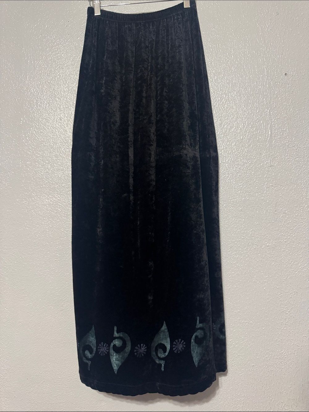 Vintage Blue Fish Clothing Hand Block Printed Black Velvet Pants Size 0 S M